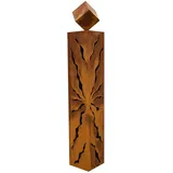 GARTENDEKOSHOP24 - Gartendeko Rostsäule, Skulptur, Metall, 100 cm, mit Rost Würfel, für draußen. Handgefertigte, viereckige Rostsäule, Gartenskulptur mit Würfel. Tolle Gartendeko als Geschenk.