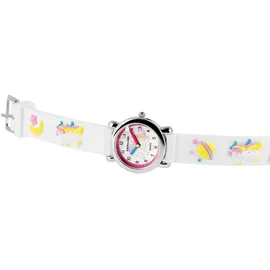 Excellanc Lernuhr 3D Einhorn 34 mm Silikongehäuse Weiß Silikonarmband Weiß