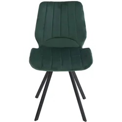 Esszimmerstühle  Küchenstuhl Polsterstuhl Design Stuhl mit Rückenlehne, mit Sitzfläche aus Samt, Gestell aus Metall 3 St. Dunkelgrün