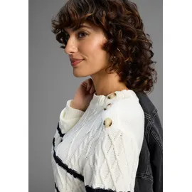 LAURA SCOTT Strickkleid Gestreift Beige/Weiß/Navy 44