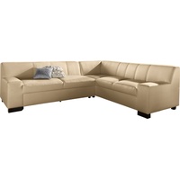 Ecksofa DOMO COLLECTION "Norma" Sofas Gr. B/H/T: 247 cm x 74 cm x 212 cm, NaturLEDER, langer Schenkel links, mit Bettfunktion, braun (cappuccino) Leder-Ecksofas