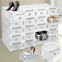 KEESUNG 20 Stück Schuhboxen, Transparenter Schuhkarton Stapelbarer Schuhkarton Schublade Schuhaufbewahrung Weiß Multifunktionale Aufbewahrungsbox mit Deckel(31 x 20 x 11cm)