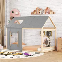 Flieks Hausbett mit Rausfallschutz 90 x 200 cm natur