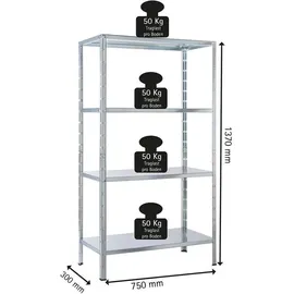 SCHULTE Regalwelt Steckregal Stahl 137x75x30 cm silber