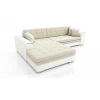 Fun Möbel Couchgarnitur SARRA Weiss- Beige mit Schlaffunktion Ottomane
