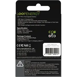 Verico LoopEnergy Pro, AA Mignon 1,5 V, 2220 mAh, USB-C 4er-Pack