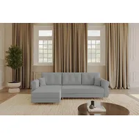 Altdecor Ecksofa mit Schlaffunktion und Bettkasten APOL-L 242x175x90 Hellgrau