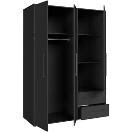 Forte Drehtürenschrank Mokkaris 144,4 x 200,1 x 58,8 cm Schwarz