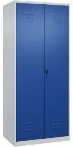 C+P Wäsche-Spind Classic PLUS, 2 Abteile, 1850x800x500mm, 7035/5010 Verschluss Sicherheits-Drehriegel Trennwand mittig