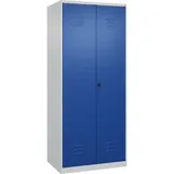 C+P Wäsche-Spind Classic PLUS, 2 Abteile, 1850x800x500mm, 7035/5010 Verschluss Sicherheits-Drehriegel Trennwand mittig