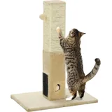 PawHut Kratzbaum 79 cm Hoch Kratzsäule mit Fellbürsten, Jute-Katzenkratzbaum mit Spielball,