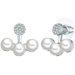 Lulu & Jane Perlen-Ohrstecker Metall-Legierung Glas Muschelkernperle in Silber Ohrringe   Damen 