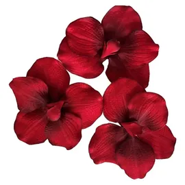 2474U Kunstblüte Orchidee rot 10 cm 3er-Set, naturgetreue Seidenblüte