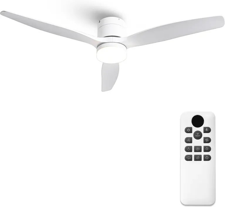 ABS Deckenventilator mit Licht, 24 W, 3 Flügel, 132 cm Durchmesser, Weiß