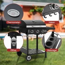 Royal Gourmet Gasgrill 3 Brenner schwarz