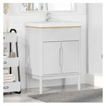 vidaXL Waschbeckenschrank mit Regal mit Tür FLORO Weiß 60 x 40 x 80 cm