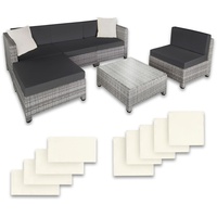 TecTake tectake® Rattan Lounge, mit Aluminiumgestell, für 4 bis