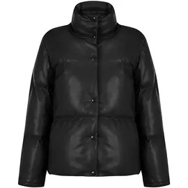 Freshlions Steppjacke "Olena", Damen, Gr. XL, schwarz, 100% Polyester, kariert, unifarben, lang, Jacken Steppjacke, im klassischen Design