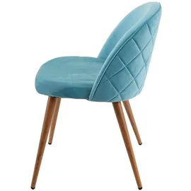 Mendler 6er-Set Esszimmerstuhl HWC-D53, Stuhl Küchenstuhl, Retro 50er Jahre Design Samt ~ türkis