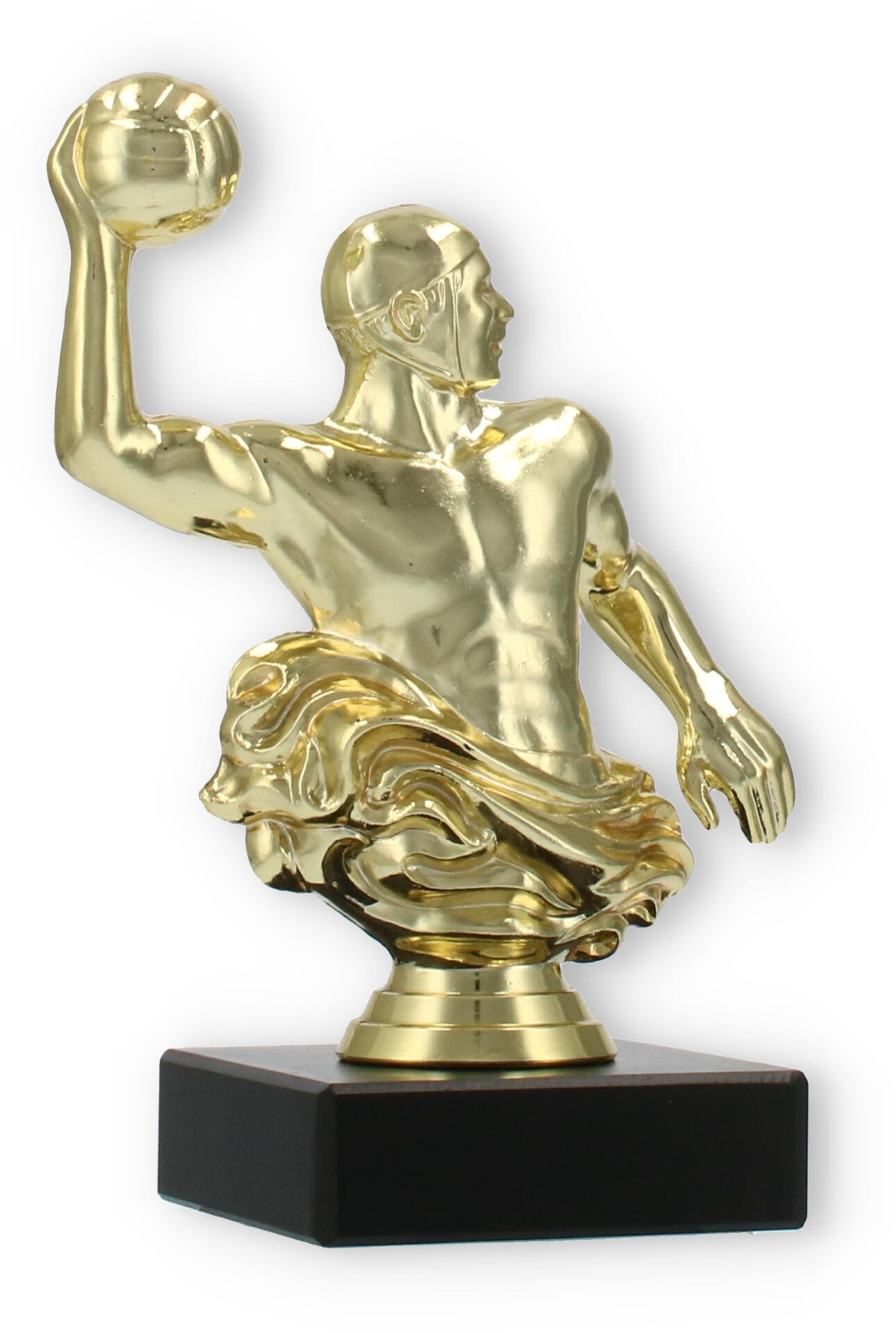 Pokal Kunststofffigur Wasserballer gold auf schwarzem Marmorsockel 14,3cm