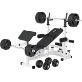 Gorilla Sports Kraftstation - inkl. 100kg Hantelset, Multifunktion Trainingsbank mit Gewichten weiß No Size
