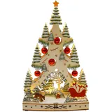 Hti-Living LED Schwibbogen Weihnachtsbaum mit Kugeln und Schlitten