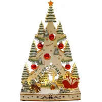 Hti-Living LED Schwibbogen Weihnachtsbaum mit Kugeln und Schlitten