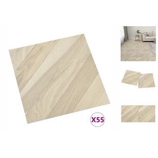 vidaXL PVC-Fliesen Selbstklebend 55 Stk. 5,11 m2 Beige Gestreift