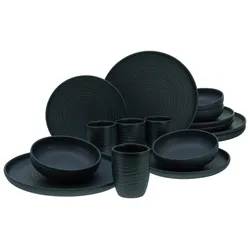 Kombiservice Uno Lava Stone in Schwarz 16-teilig