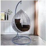 RAMROXX Luxus Style XL Polyrattan Korb grau Gestell grau Kissen dunkelbraun