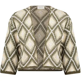 Cartoon Strickjacke mit Jacquard Khaki 40