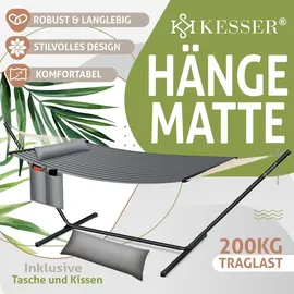 Kesser KESSER® Hängematte HILL mit Gestell Kissen Doppelhängematte für 2 Personen-Stabiler Rahmen -200kg Belastbarkeit Indoor & Outdoor XXL Hängesessel Doppel Mehrpersonen Garten Pool Balkon Terrasse