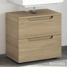 Evineo ineo5 Waschtischunterschrank ohne Waschtischanbindung mit 2 Auszügen, mit Griffmulde, BE0314OA
