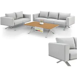 Juskys Premium Gartenlounge Set Alexandria - Tisch, 2er & 3er Sofa - hochwertige Gartenmöbel - Grau