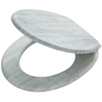 Tiger Titan WC-Sitz mit Absenkautomatik und Soft-Touch-Oberfläche, Holz, Farbe: Grau, stabile Metallbefestigung, 44x37 cm