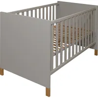 Mäusbacher Babybett, Holzfüße, Holzgriffe grau
