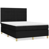 vidaXL Boxspringbett mit Matratze Schwarz 140x200 cm Stoff