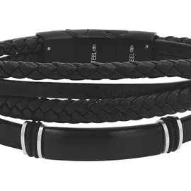 Tom Tailor Identarmband Edelstahl/Leder/Kautschuk Schwarz 2100691 Größe 20+1,5 cm