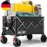 Overmont Faltbar Bollerwagen Klappbar Handwagen - Mit Geländegängige Breite Räde
