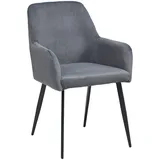Mid.you Armlehnstuhl, Grau, Schwarz, Metall, Textil, eckig, 56x87x60 cm, Esszimmer, Stühle, Esszimmerstühle, Armlehnenstühle