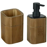 Wenko Bad-Accessoire Set Mod. Serro, 2-teilig, aus stabilem Bambus