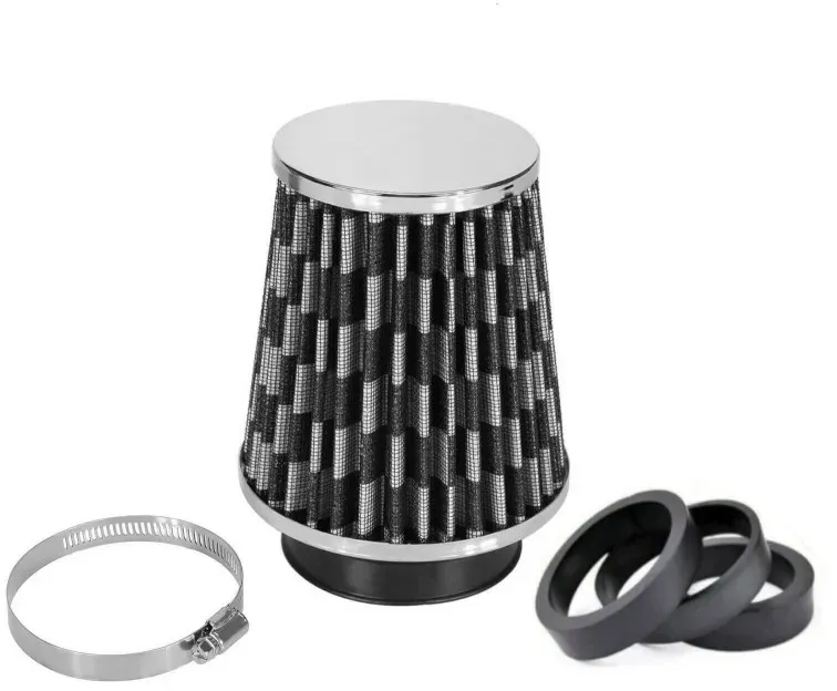 155 mm Universal-Sport-Luftfilter, Carbon/Chrom, konisch, für Auto