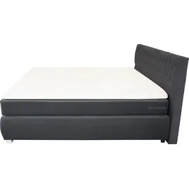LEONIQUE Boxspringbett LEONIQUE "Rumba", grau (dunkelgrau), B:190cm L:213cm, Samtoptik (100% Polyester), Komplettbetten, Boxspringbett Seniorenbett Polsterbett, Taschenfederkern-Matratze in Härtegrad 3, in 4 Breiten, incl. Topper