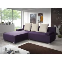 Fun Möbel Ecksofa Sofa LUCY mit Schlaffunktion Violett / Beige Ottomane Links - Beige