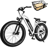 Himiway Cruiser E-Bike Herren Damen mit 250W Motor 25 Km/h, E-Mountainbike mit 48V 17,5Ah 840Wh Akku, 26" E-Fatbike für Erwachsene bis zu 96 Km, Elektrofahrräder mit 7-Gang-Kettenschaltung