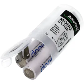 AccuCell Universal Mono D Adapter im 2er Pack für 1 oder 2 Mignon, AA, LR6, FR6 Batterie oder Akku