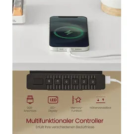 VASAGLE Schreibtisch höhenverstellbar elektrisch, mit Monitorständer, USB-Anschluss