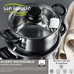 San Ignacio Toledo - 16/18/20/24/28cm Edelstahl-Kochgeschirr mit 16/20/24cm gepresstem Aluminium-Kochgeschirr-Set, Induktions-Kochgeschirr