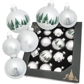 Krebs Glas Lauscha Weihnachtskugeln Silber Waldset 16-tlg. 5-7cm