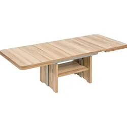 Couchtisch VIERHAUS "Kiya", beige (kernbuche), B:130cm T:80cm, Tische, Platte Echtholz furniert, Wangen und Ablage, furniert